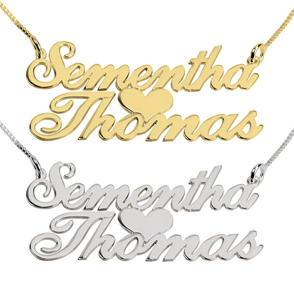 Gold & Silver Personalized Double Name with Heart Necklace - FKJNKLU6172