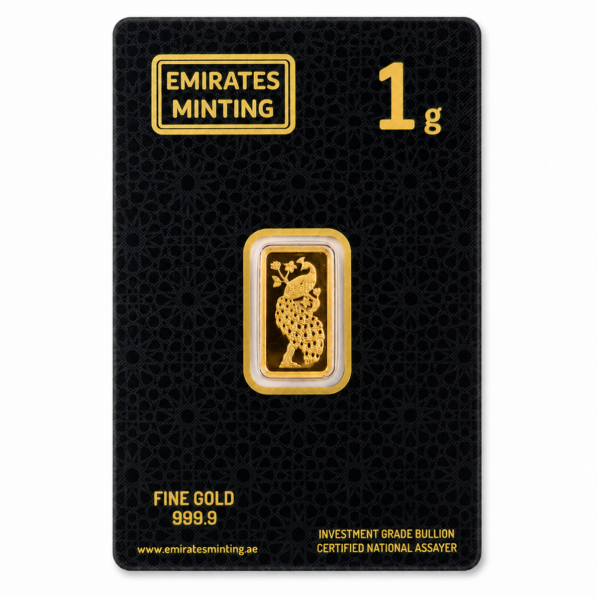 Emirates Minting 1 Gram Peacock Gold Bar 999.9 Purity - FKJGBR24K6937