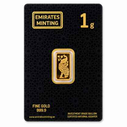 Emirates Minting 1 Gram Peacock Gold Bar 999.9 Purity - FKJGBR24K6937