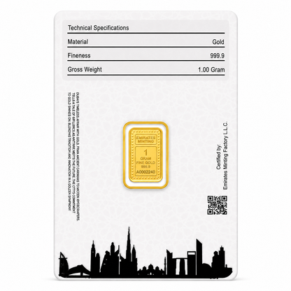 Emirates Minting 1 Gram Peacock Gold Bar 999.9 Purity - FKJGBR24K6937