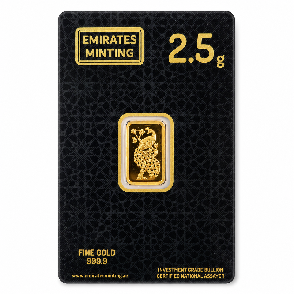 Emirates Minting 2.5 Grams Peacock Gold Bar 999.9 Purity - FKJGBR24K6938