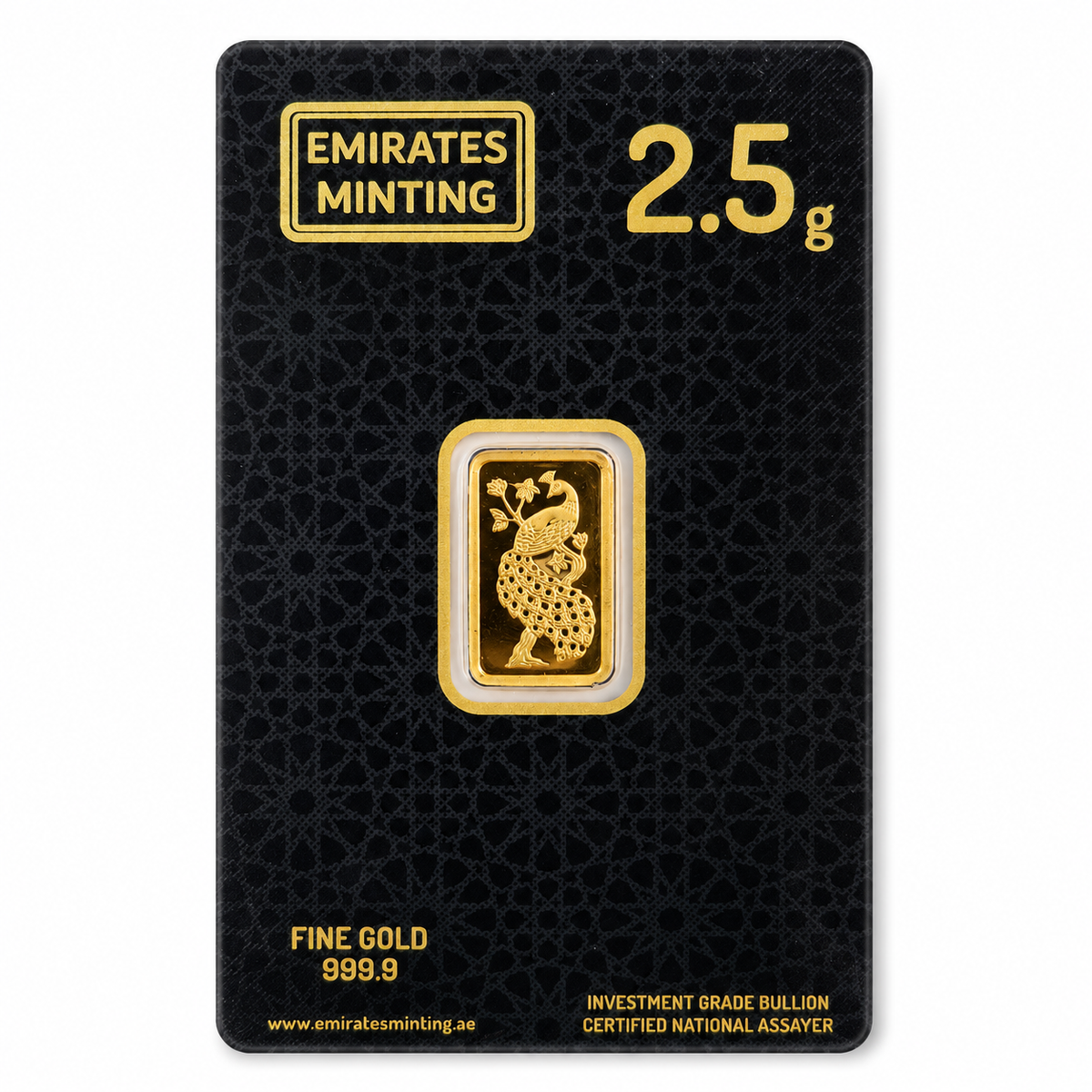Emirates Minting 2.5 Grams Peacock Gold Bar 999.9 Purity - FKJGBR24K6938