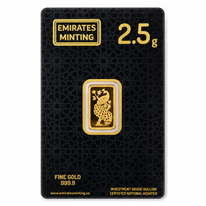 Emirates Minting 2.5 Grams Peacock Gold Bar 999.9 Purity - FKJGBR24K6938