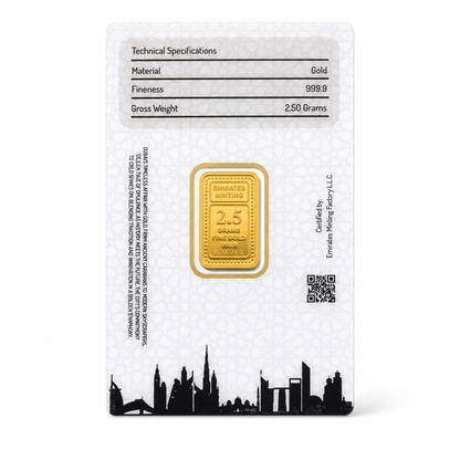 Emirates Minting 2.5 Grams Peacock Gold Bar 999.9 Purity - FKJGBR24K6938