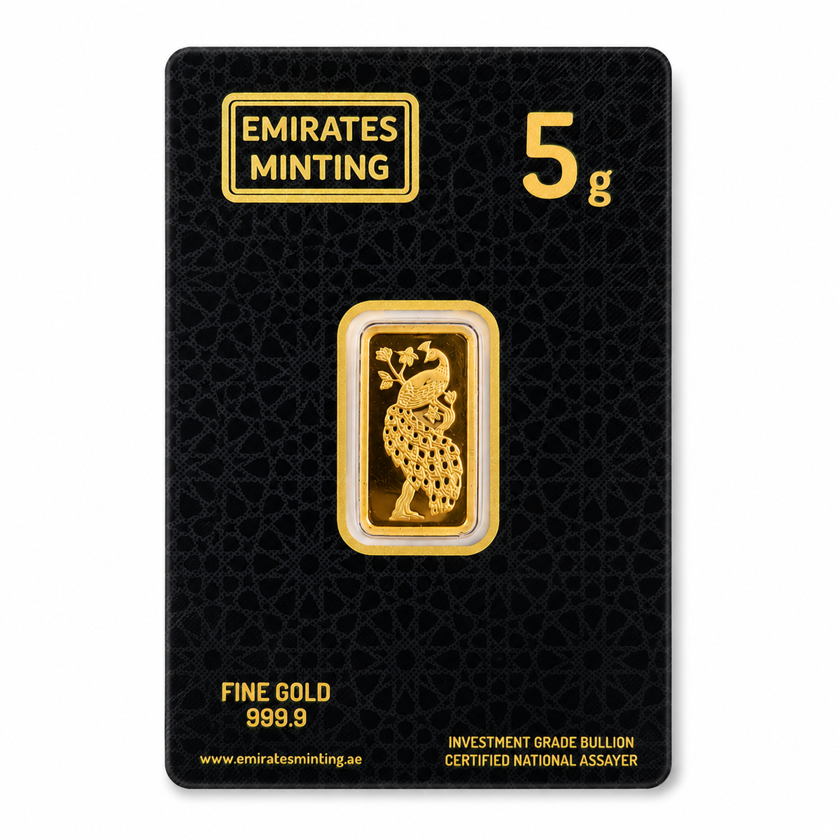 Emirates Minting 5 Grams Peacock Gold Bar 999.9 Purity - FKJGBR24K6939