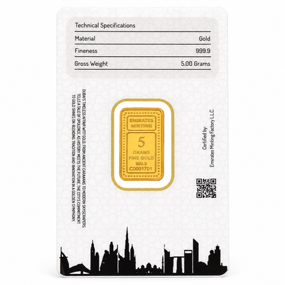 Emirates Minting 5 Grams Peacock Gold Bar 999.9 Purity - FKJGBR24K6939