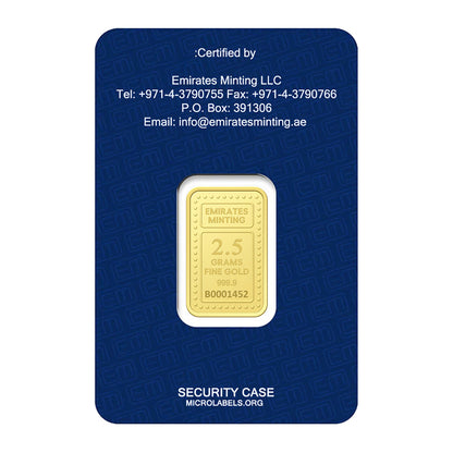 Emirates Minting 2.5 Grams Burj Khalifa Gold Bar 999.9 Purity - FKJGBR24K2297
