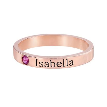 Gold & Silver Personalized Engraved Birthstone Name Ring - FKJRNU6227