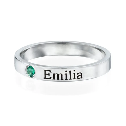 Gold & Silver Personalized Engraved Birthstone Name Ring - FKJRNU6227