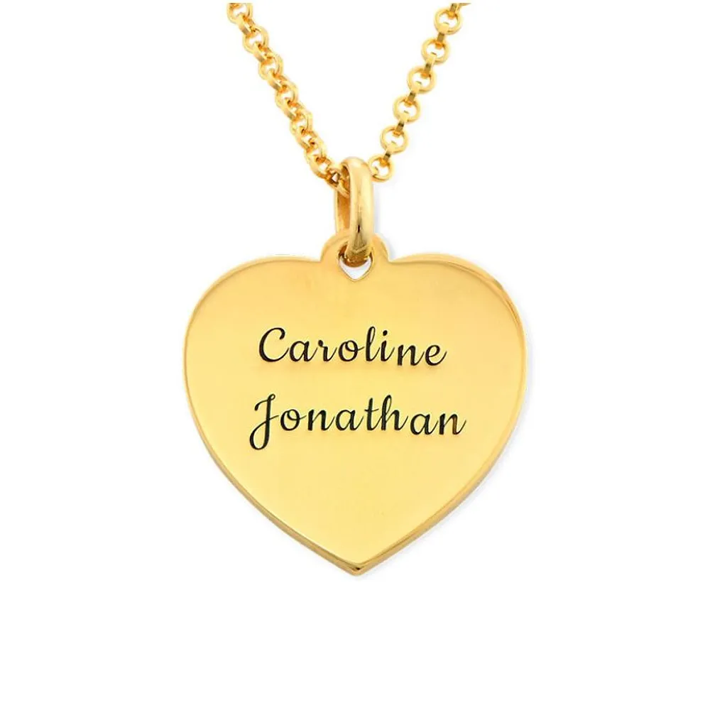 Gold & Silver Personalized Engraved Heart Necklace - FKJNKLU6153