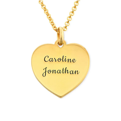 Gold & Silver Personalized Engraved Heart Necklace - FKJNKLU6153