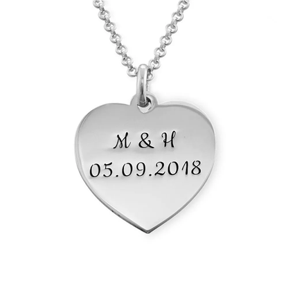 Gold & Silver Personalized Engraved Heart Necklace - FKJNKLU6153