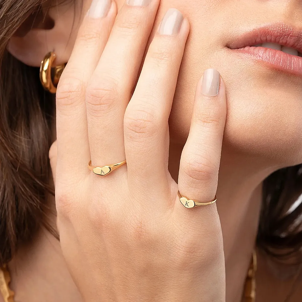 Gold & Silver Personalized Engraved Thin Name Ring - FKJRNU6225