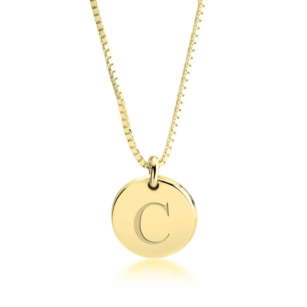 Gold & Silver Personalized Engraved Letter Disc Necklace - FKJNKLU6193