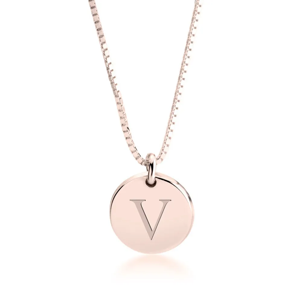 Gold & Silver Personalized Engraved Letter Disc Necklace - FKJNKLU6193