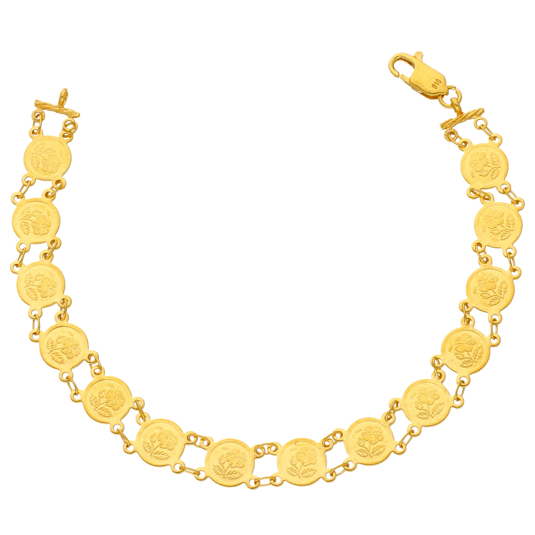 Gold Interlinked Rose Designed Coins Bracelet 22KT - FKJBRL22KU6657