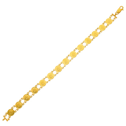 Gold Interlinked Rose Designed Coins Bracelet 22KT - FKJBRL22KU6657