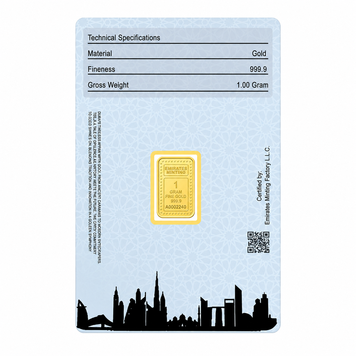 Emirates Minting 1 Gram Flower Gold Bar 999.9 Purity - FKJGBR24K2323