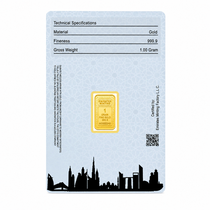 Emirates Minting 1 Gram UAE Heritage Building Gold Bar 999.9 Purity - FKJGBR24K2325