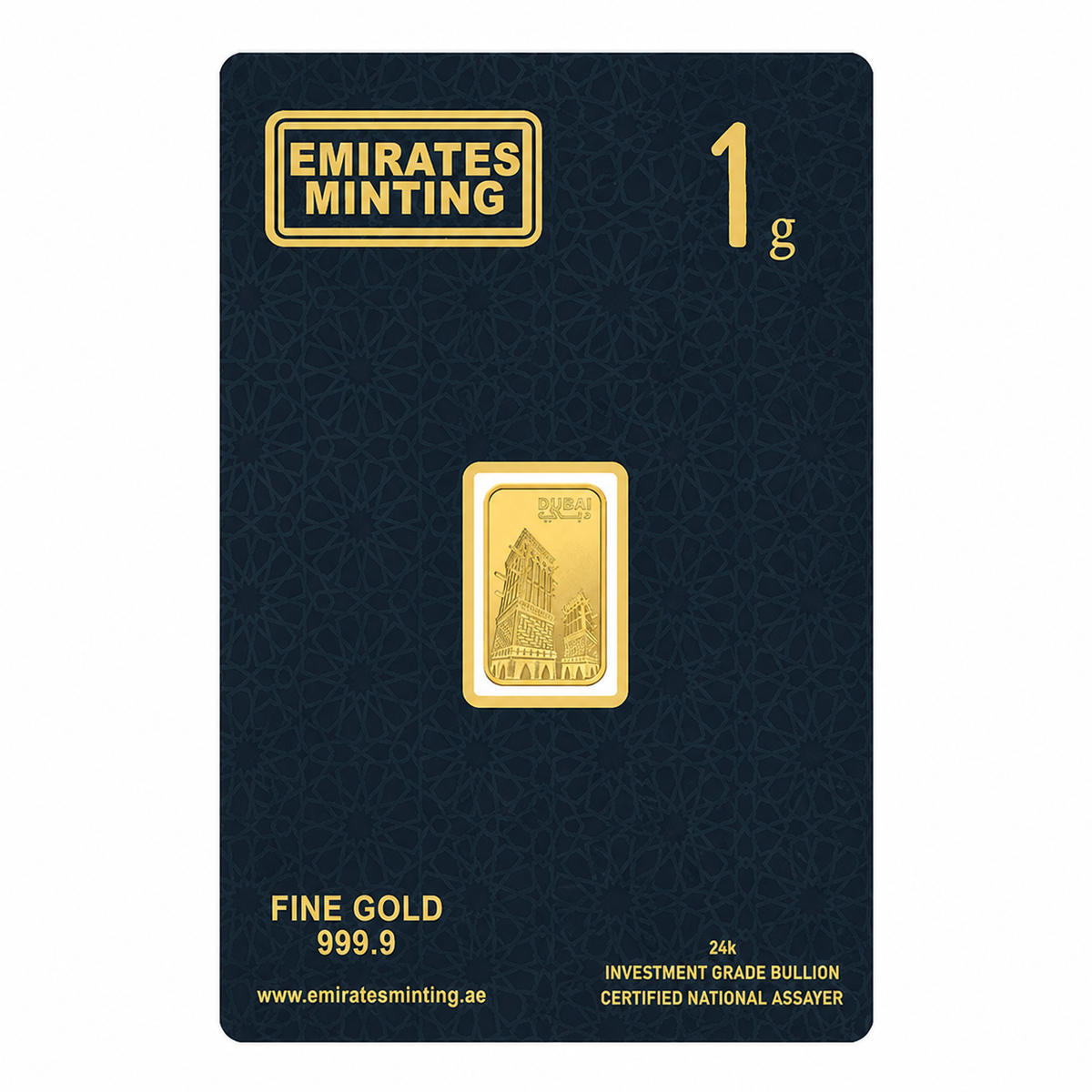 Emirates Minting 1 Gram UAE Heritage Building Gold Bar 999.9 Purity - FKJGBR24K2325
