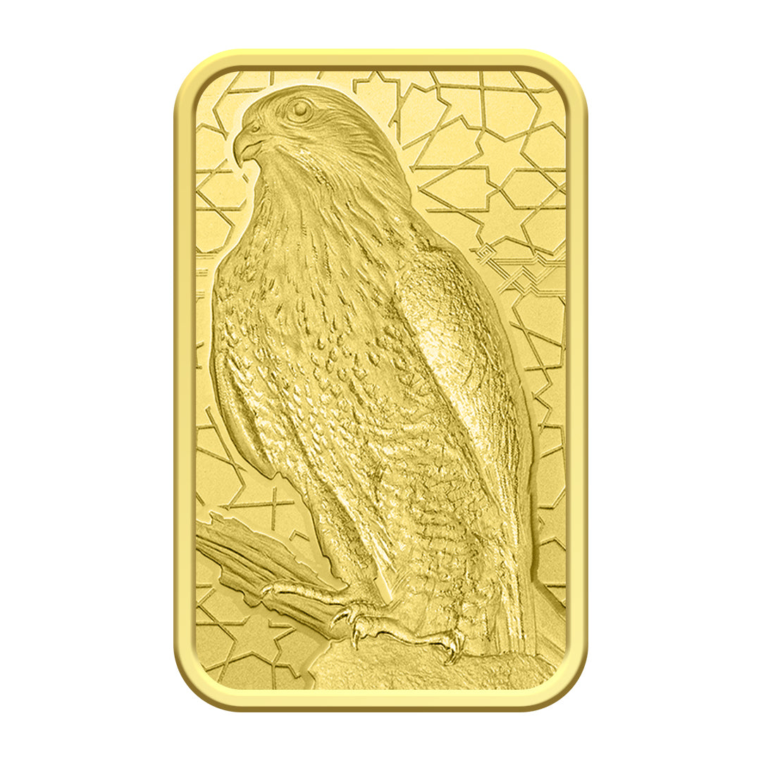 سبيكة ذهب بامب سويس بتصميم الصقر العربي بوزن 5 جرام عيار 24 قيراط – FKJGBR24K2359