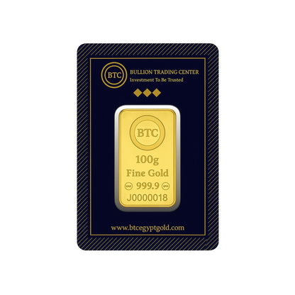 BTC 100 Gram Gold Bar 24KT - FKJGBR24K6676