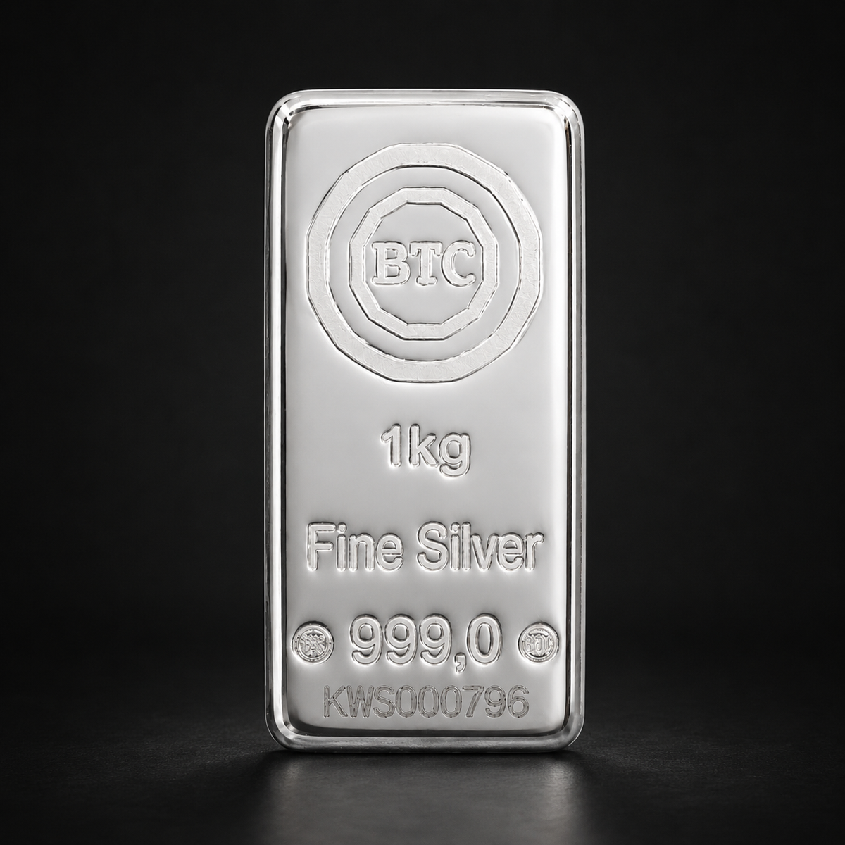 سبيكة فضة BTC مصبوبة بوزن 1 كيلوجرام ونقاء 999.0 – FKJGBRSL6664