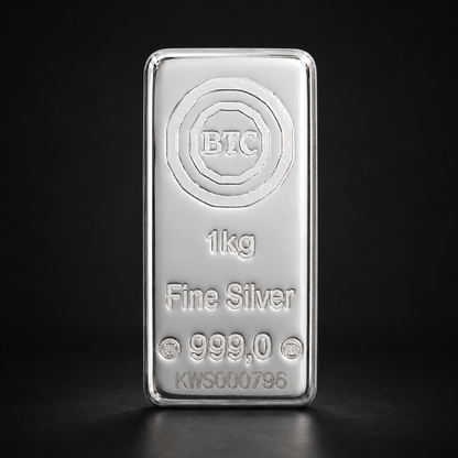 سبيكة فضة BTC مصبوبة بوزن 1 كيلوجرام ونقاء 999.0 – FKJGBRSL6664