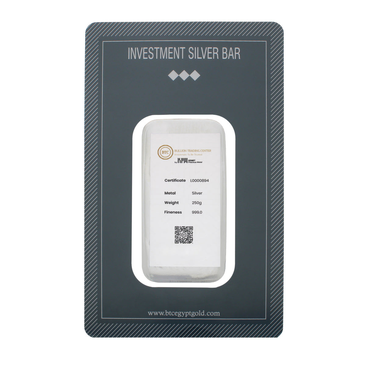 BTC 250 Grams Silver Bar - FKJGBRSL6792