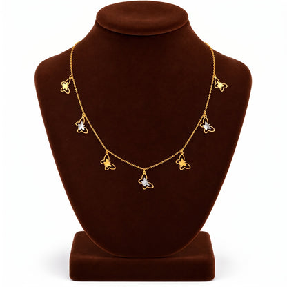 Gold Butterfly Charms Necklace 22KT - FKJNKL22KU6666