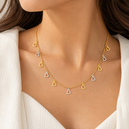 Gold Hearts Charms Necklace 22KT - FKJNKL22KU6667