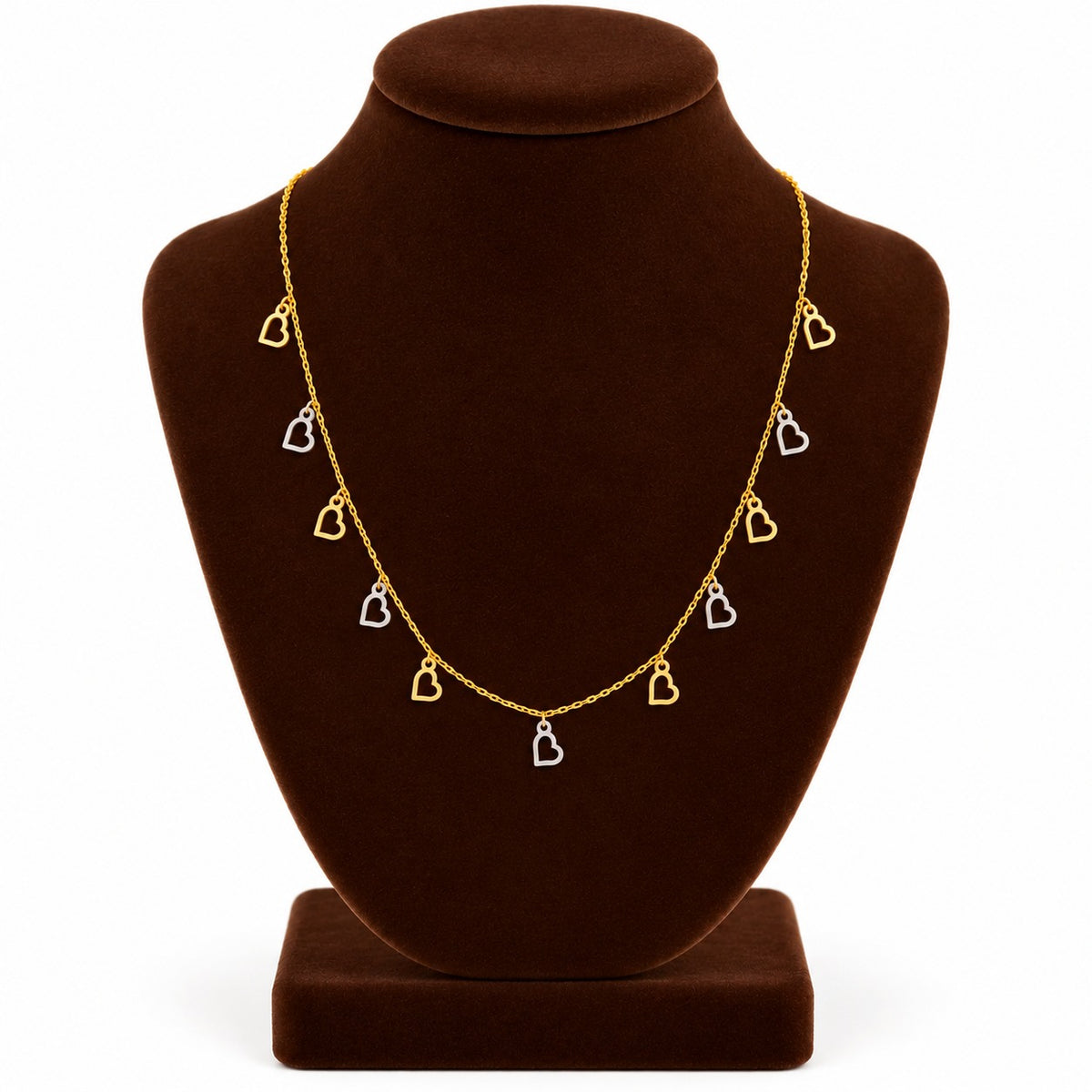 Gold Hearts Charms Necklace 22KT - FKJNKL22KU6667