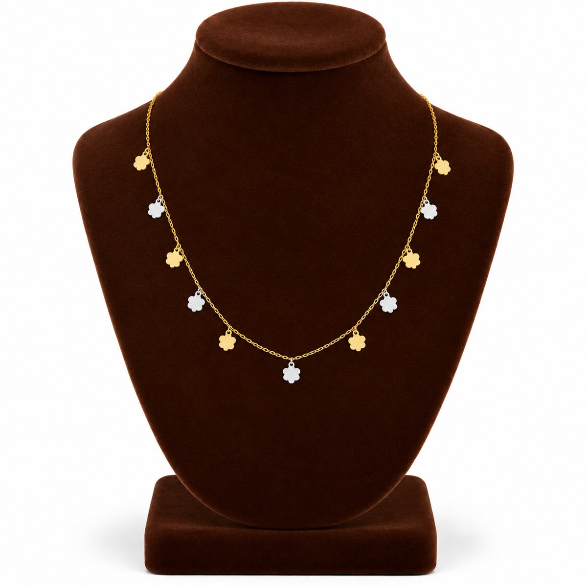 Gold Flower Charms Necklace 22KT - FKJNKL22KU6668