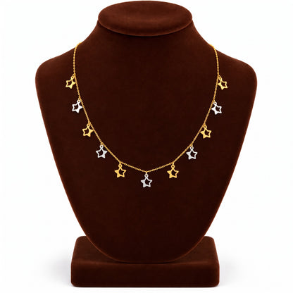 Gold Star Shaped Charms Necklace 22KT - FKJNKL22KU6672