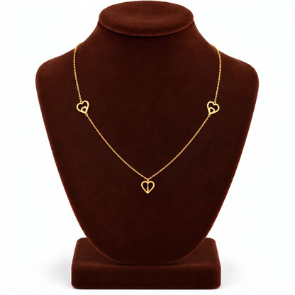 Gold Hearts Shaped Charms Necklace 22KT - FKJNKL22KU6676