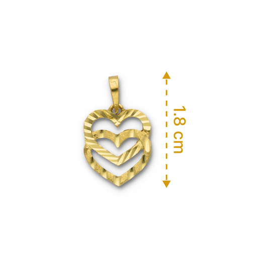 Gold Dual Heart Shaped Pendant 18KT - FKJPND18KU6118