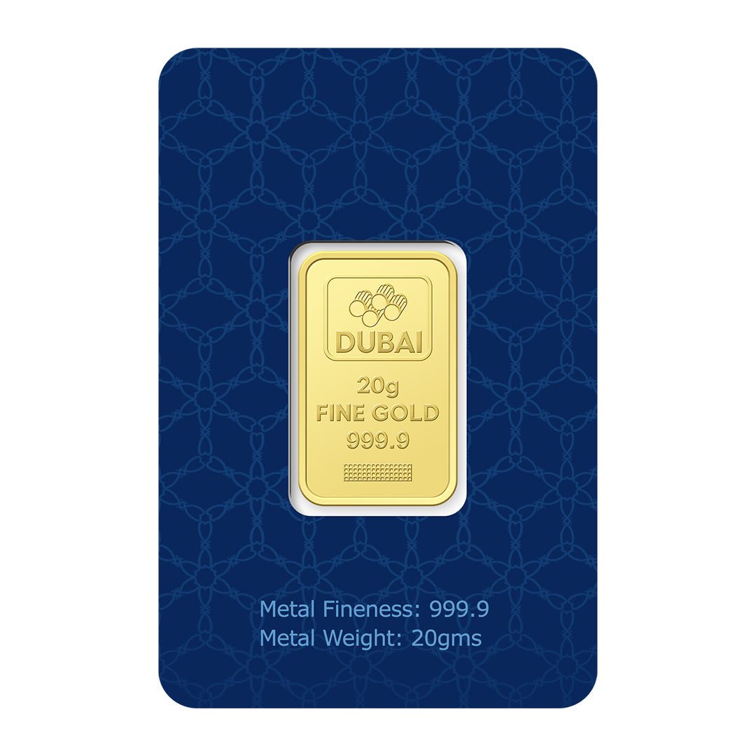 سبيكة ذهب دبي بوزن 20 جرام عيار 24 قيراط – FKJGBR24K2242