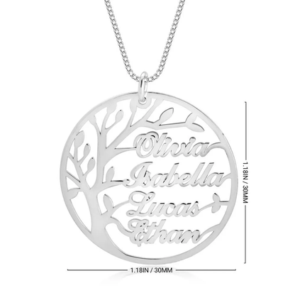 Gold & Silver Personalized Family Tree Necklace with Names - FKJNKLU6198