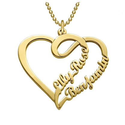 Gold & Silver Personalized Heart Double Name Necklace - FKJNKLU6185