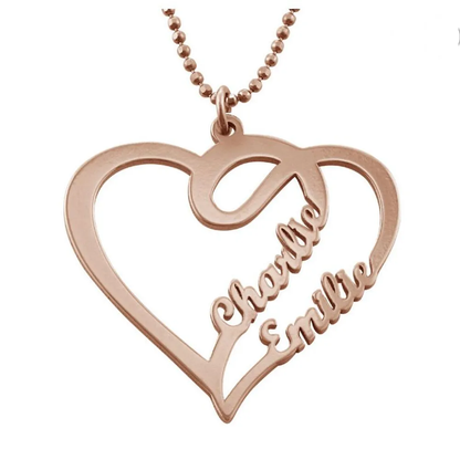 Gold & Silver Personalized Heart Double Name Necklace - FKJNKLU6185