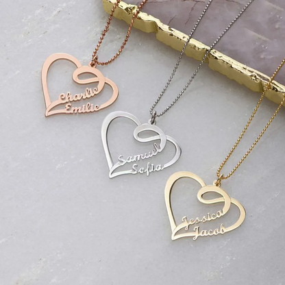 Gold & Silver Personalized Heart Double Name Necklace - FKJNKLU6185