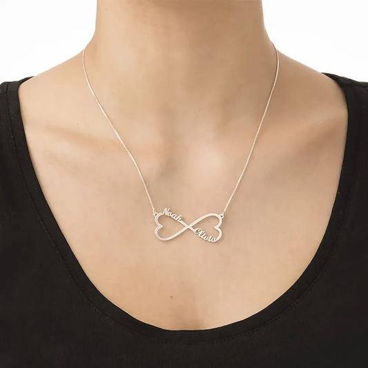 Gold & Silver Personalized Heart Infinity Necklace - FKJNKLU6213