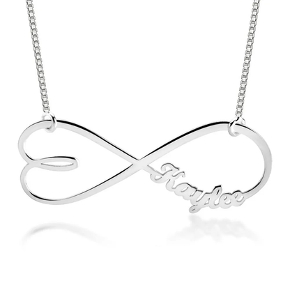 Gold & Silver Personalized Heart Shape Infinity Name Necklace - FKJNKLU6214