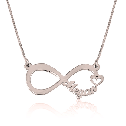 Gold & Silver Personalized Infinity Name Necklace with Heart - FKJNKLU6211