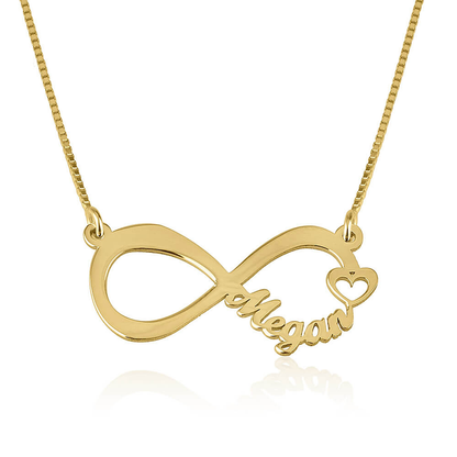 Gold & Silver Personalized Infinity Name Necklace with Heart - FKJNKLU6211