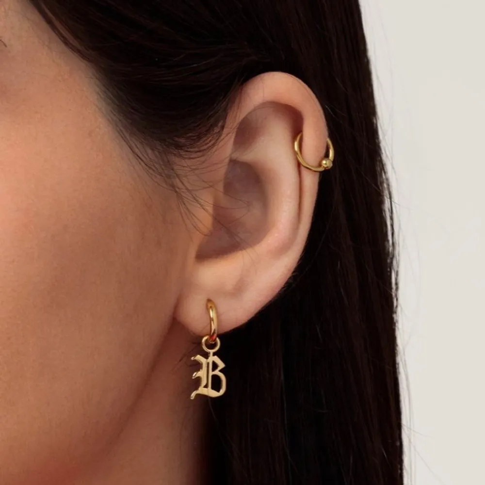Gold & Silver Personalized Initial Earring - FKJERNU6254