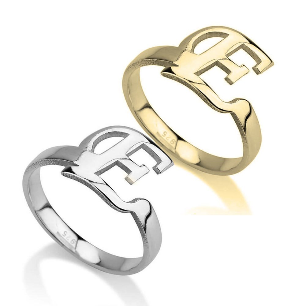 Gold & Silver Personalized Initial Letter Ring - FKJRNU6236