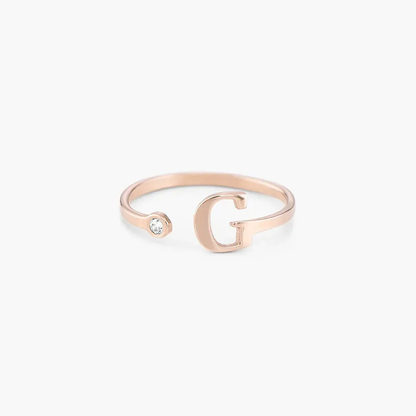 Gold & Silver Personalized Initial Letter Ring with Birthstone - FKJRNU6239