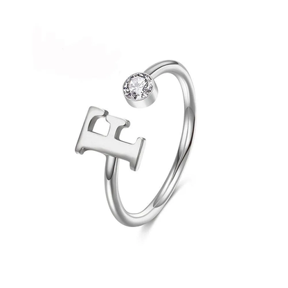 Gold & Silver Personalized Initial Letter Ring with Birthstone - FKJRNU6239