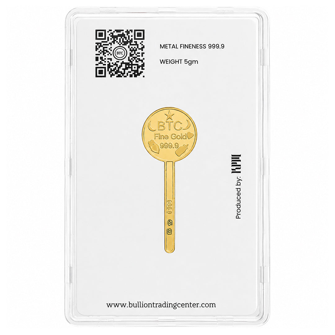 سبيكة ذهب BTC بتصميم مصاصة الأطفال، بوزن 5 جرام، عيار 24 قيراط – FKJGBR24K7052